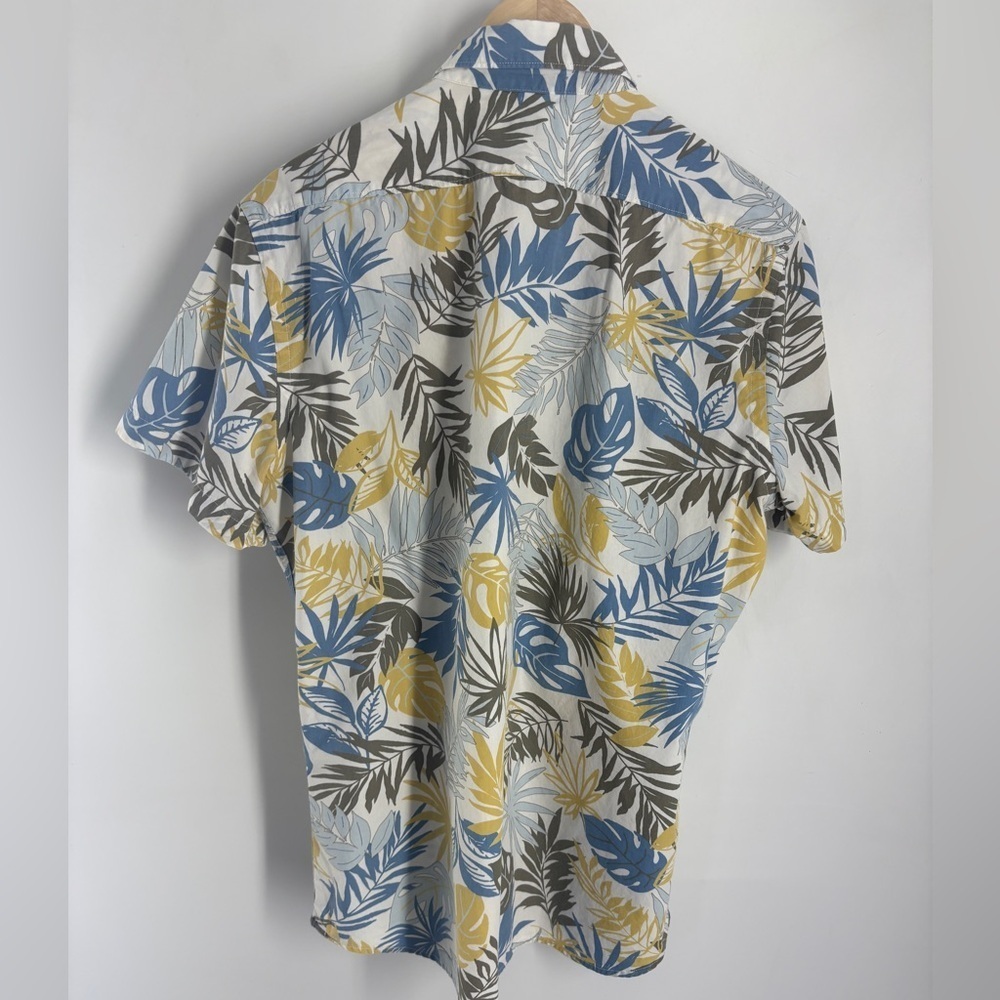 Express Hawaiian Shirt Mens Button Front Yellow /Blue - Large - Picture 4 of 7